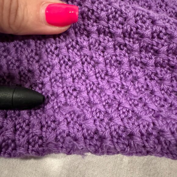 Eileen Fisher Purple Waffle Knit Merino Wool Sweater Size S - Picture 5 of 8